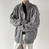 2024 outono e inverno novo cardigã suéter americano retro casual preguiçoso estilo decote em V casaco masculino de cor sólida