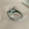 Anillo Retro Punk Abierto de Plata Tailandesa con Marca de Estrella de Estrella Cruzada Rombo Personalizado Europeo y Americano
