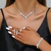 Collar de boda con pendientes de diamantes de agua brillantes y sencillos, collar y pulsera, joyería, gran oferta en Amazon