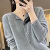 Ropa de Primera Línea 100% Lana Cardigan Tejido para Mujer Otoño e Invierno Nuevo Chaqueta Holgada Combinable Suéter Cómodo Moderno