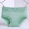 Ropa interior de algodón puro de talle medio para mujer, cómodos y transpirables shorts triangulares de encaje 7A antibacterianos de color puro nude sin costuras para mujer