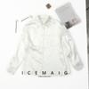 2026 Novo Estilo de Luxo para o Início da Primavera 100% Acetato Texturizado Cor Sólida Cardigã Camisa Manga Longa para Mulheres Respirável