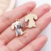 Colgante de aleación esmaltada con estampado de animales de gato y perro de colores lindos para collar DIY, accesorios de joyería, llavero