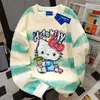 Sudadera Redonda con Estampado de Hello Kitty, Estilo Americano Perezoso y Lindo, para Mujer en Otoño e Invierno, Tops de Diseño Tie-Dye de Nicho