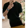 Camiseta de Tricô com Recortes Design de Nicho Estilo Coreano Masculina Verão Nova Tendência Solta Tops de Manga Curta de Nicho