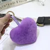 Colgante de Bolsa Lindo con Forma de Corazón de Piel de Conejo Llavero de Corazón de Felpa Bola de Piel con Forma de Corazón de Gama Alta Venta al por Mayor desde el Fabricante