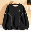 Sudadera de Terciopelo para Otoño e Invierno para Hombre, Casual, Cuello Redondo, Pulóver, Top, Chaqueta Holgada, Camisa Base Versátil, Manga Larga, Cálida