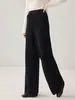 Pantalones de Cachemir de Cintura Alta Pierna Recta para Mujer Gruesos Sueltos de Pierna Ancha Casual Adelgazantes de Temperamento Versátiles Tejidos