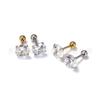 Acero Inoxidable 316 Clavos de Lengüeta Europeos y Americanos Pendientes Redondos de Circonita de Cuatro Garras con Clavos de Hueso de Oreja de Bola Joyería de Piercing de Acero Inoxidable Venta al por Mayor
