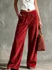 Pantalones de pana anchos retro para mujer Otoño/Invierno 2026, Pantalones rectos de cintura alta con doble bolsillo, Pantalones casuales transfronterizos europeos y americanos