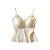 Venta directa del fabricante, artículo popular de comercio exterior transfronterizo, camisola de encaje floral blanco con hermoso diseño en la espalda, copa fija, adecuada tanto para llevar por dentro como por fuera, estilo fino de verano