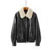 Chaqueta de Piel Genuina Nueva para Mujer Estilo Li Qin Otoño e Invierno 2026, Corta de Piel de Oveja con Cuello de Lana Desmontable y Abrigo de Plumas de Ganso