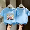 Camiseta Infantil de Algodão Puro de Manga Curta, Roupa de Verão para Meninas, Nova Blusa Estampada, Estilo Coreano Solta, Camiseta Básica Confortável e Versátil