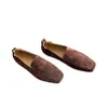 1128-1 Manguiluo Spring Modelo Nuevo en Stock, Parte Superior de Piel de Oveja, Punta Cuadrada SGS, Corte Profundo, Caña Baja, Estilo Coreano, Color Sólido, Slip-On
