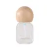 Nuevo producto personalizado: Botella cuadrada de vidrio esmerilado de 30 ml con base gruesa para base de maquillaje, con tapa de madera de bambú y cabezal de bomba de presión para loción sérum