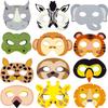 Decoración de fiesta de cumpleaños para bebé, accesorios, diseño de actividad de juego para jardín de infantes, 12 máscaras de animales salvajes de la jungla