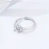 Anillo de plata de ley maciza S925 con gema de huevo de paloma de 5x7 mm, configuración DIY, estilo moderno de celebridad de internet, exquisito anillo de doble mariposa con diamantes