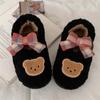 Invierno Estilo Coreano Ins Gorro de Lazo a Cuadros Zapatos para Mujer Forrado de Felpa Estudiante Ropa Exterior Velcro Lindo Oso Zapatos de Algodón