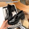 Dropshipping 2026 Primavera Estilo Británico Retro Mocasines Completamente de Piel para Mujer con Tacones Gruesos y Suelas Gruesas, Zapatos de Piel con Punta Redonda