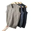 Novo colete de tricô masculino para outono e inverno para vendas transfronteiriças, jaqueta colete cardigã de tricô quente e slim fit para homens