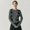 Abrigo de cachemira de alta calidad para otoño e invierno, elegante y versátil, jersey de cuello redondo de cachemira con patrón de rombos, grueso