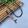 Collar de Cuenta Dzi de Nueve Ojos Vintage, Colgante de Cadena para Suéter de Ágata Antigua Estilo Étnico de Xizang, Suministro al por Mayor