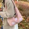 Bolso de Hombro Nuevo de Felpa Bordado con Flores para Otoño e Invierno, Bolso Tote Dulce de Nicho, Bolso Versátil Coreano para el Trabajo, Bolso de Axila