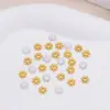 Cuentas espaciadoras DIY al por mayor, espaciadores de copo de nieve, soportes de flor de 14K, accesorios de cuentas budistas, accesorios de cuentas de color dorado para collares, pulseras y artículos decorativos