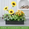 Flores Artificiales Paisajismo Girasol Flores Artificiales Valla Plantas Verdes Maceta Canaleta para Flores Separador de Girasol Decoración de Esquina Flores de Borde de Camino