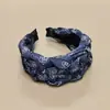 Diadema Trenzada de Mezclilla Retro Casual Estrella Diadema de Gama Alta de Corona Alta Pasador para Lavado de Cara