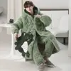 Pijama masculino inverno forrado com fleece espessado acolchoado de três camadas roupão de dormir longo quente de fleece de coral para crianças mais velhas e adolescentes conjunto