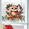 Adornos estáticos navideños de búho de dibujos animados, no necesitan pegamento, no dañan el vidrio, perfectos para decorar ventanas de la sala de estar durante las fiestas