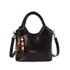 Bolso de mano pequeño retro de alta gama para mujer, nuevo bolso cruzado versátil de moda 2026, bolso tote tipo cubo color marrón Maillard