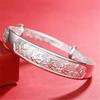 Pulseira de prata esterlina S999 puxa-empurra dragão e fênix Fu pulseira de prata pura mãe sogra idoso idoso joia de prata presente caractere fu