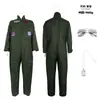 Fantasias de Halloween Transfronteiriças, Macacões Cosplay Verde Militar Top Gun, Macacões para Adultos e Crianças, Fantasias para Apresentações de Palco Atacado