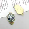 Amazon Transfronteiriço Pingente de Liga de Zinco Esmaltado de Caveira Iridescente Pulseira de Joias DIY Colar Chaveiro Pequenos Acessórios