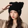 Gorro de Punto de Color Sólido Holgado para Mujer en Invierno, Moderno y a la Moda, Hace que la Cara Parezca Más Pequeña, Cálido y Protector de Orejas, Sombrero de Lana