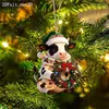 Pingente de Vaca de Natal em Acrílico 2D Pequena Vaca Enfeite de Árvore de Natal Decoração de Festival Enfeite Pendurado Fonte de Atacado
