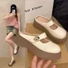 Super Caliente Francés Exquisito Adorno para la Cabeza Zapatillas de Media Suela Gruesa Ropa Exterior para Mujer Otoño 2026 Nuevos Zapatos Birkenstock Cómodos para Ponerse y Quitar