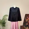 Nueva Camisa Jacquard China Sencilla Color Sólido Capa Base Otoño 2026 Nuevo Cuello Alto Moda Temperamento Elegante Top Mujer