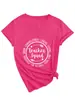 Talla Grande 100 kg Estilo High Street Americano Estampado de Letras Holgada Adelgazante Manga Corta Camiseta para Mujer Verano Cuello en V Top