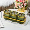 Caixa de Condimentos de Luxo Leve Conjunto Combinado de Potes e Garrafas de Condimento para Cozinha Doméstica Prateleira de Armazenamento de Alto Nível Pote para Sal MSG Condimento