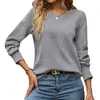 Sudadera Texturizada de Manga Larga para Mujer Transfronteriza 2026 Otoño e Invierno Nueva Camiseta Base de Exportación Europea y Americana Top Suelto de Manga Larga