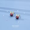 Pendientes de asta de plata s925 Yunxiaoshu para mujer, estilo coreano, pequeños y frescos, rojo granate, dulces, de animal cervatillo, joyería pequeña para la oreja