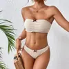 Nuevo Traje de Baño Dividido Femenino Sexy Chica Caliente Bikini de Dos Piezas Tubo Color Sólido Traje de Baño Transfronterizo de Amazon