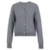Cárdigan de punto holgado y perezoso de cuello redondo 100% lana estilo "Old Money" para primavera y otoño, chaqueta casual de color liso para mujer