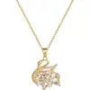 [Acero de titanio] lana frita Cisne lujo ligero elegante precioso collar de diamantes completos cadena de clavícula versátil de celebridad de internet cadena de acero de titanio