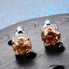 Pendientes de Cristal de Zirconia Blanca Redonda con Garras Cuatro, Explosiones Blancas K Blancas de Shein Transfronterizos para Mujer, 8 mm, Joyería de Oreja Simple de Moda Versátil