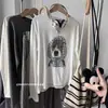 Lenço Divertido Retrô Americano Estampa de Cachorro Ombro Caído Floco de Neve Algodão Solto Visual Emagrecedor Versátil Camiseta de Manga Longa Top Feminino