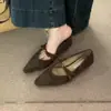 2026 Novos Sapatos Rasos Femininos Bico Fino com Laço Estilo Francês Inspirados em Chanel, Sapatos de Fada Gentis e Versáteis